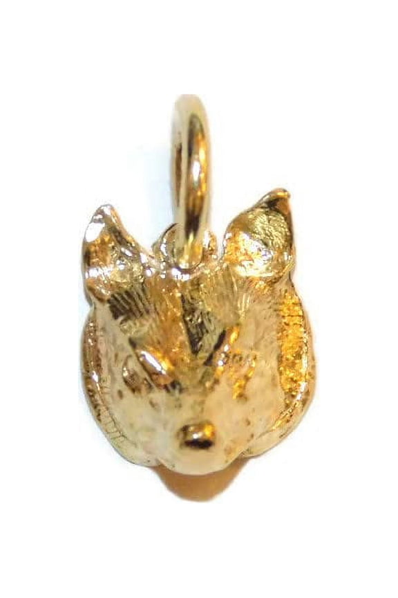 Small Wolf Face Charm Pendant 14k Yellow Gold!!