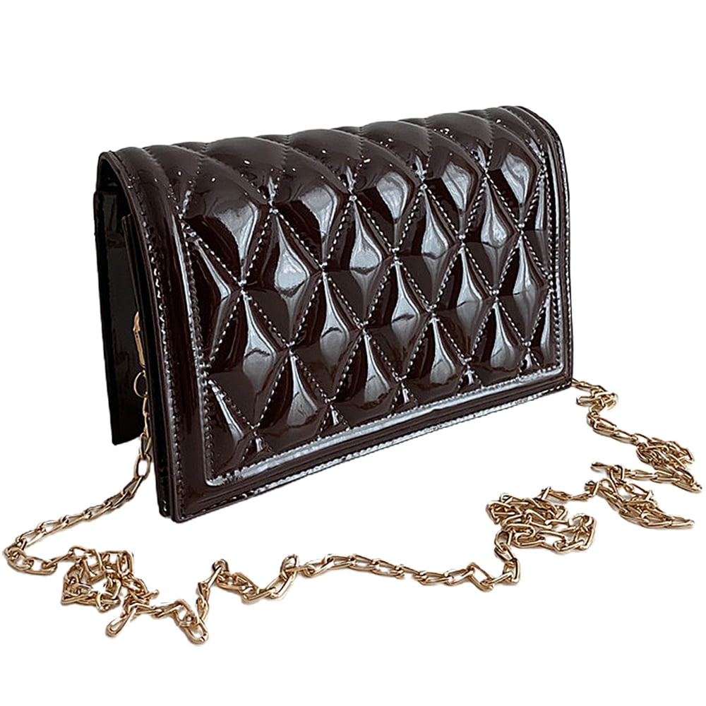 Small Women Leather Crossbody Bag for Women Clutch Purse Ladies Wallet  Designer Shoulder Bag Chain Quilted Cross Body Cell Phone Purse Flap  Bag,Dark