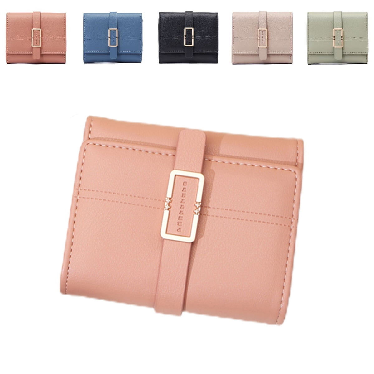 Small Women Wallet PU Leather RFID Blocking Bifold Zipper Pocket Card