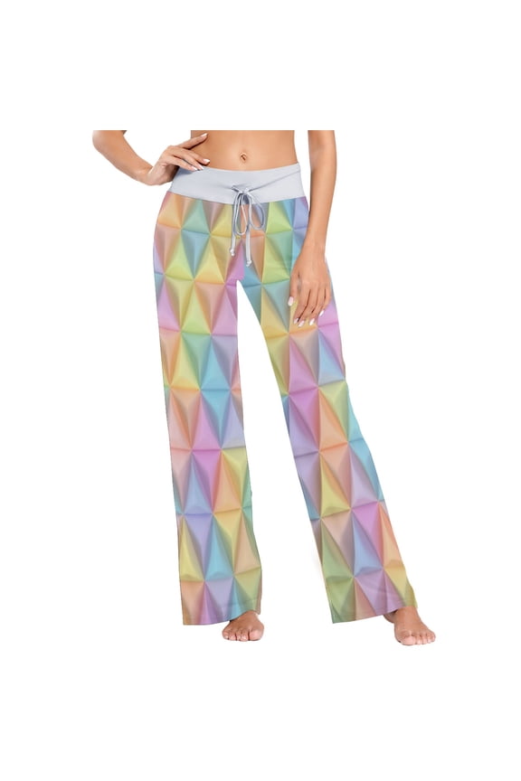 Small Women's Comfy Casual Pajama Pants Stretch Fabric Suitable for Yoga Pants Hippie Pants，The Best Holiday Gifts for Women Soft Pastel Rainbow Color