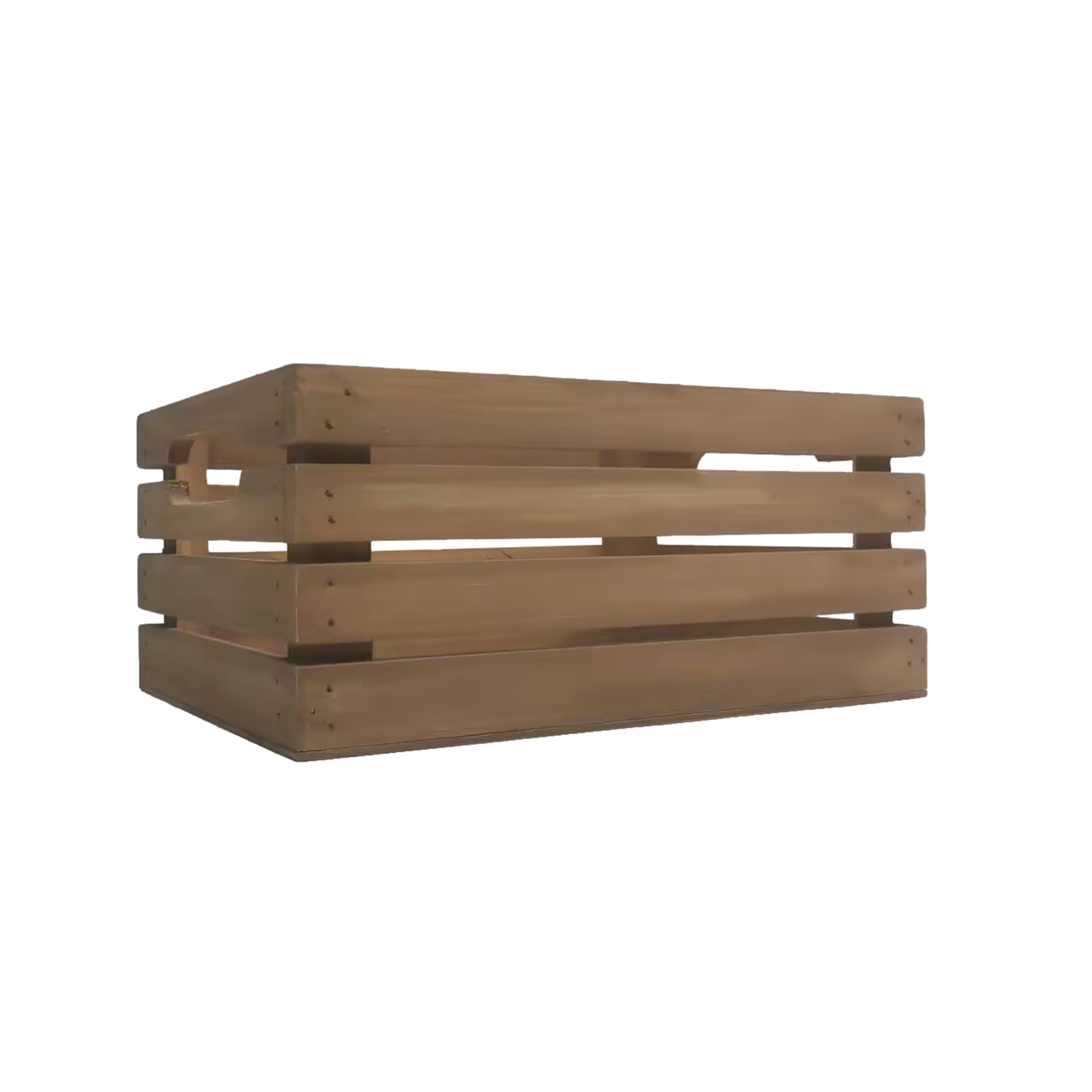 Natural Brown Pine Wood Small Storage Crate