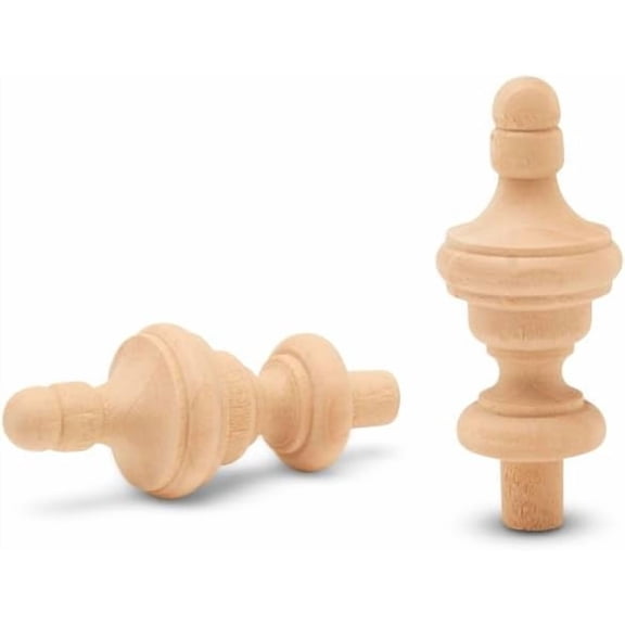 Small Wood Finials, 2-3/4 inch Wooden Finials for Crafting, DIY Décor, and Wooden Finial Crafts, Pack of 25, by