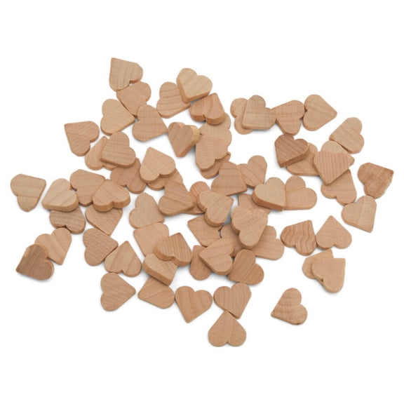 Small Wood Hearts for Crafts 1/2 inch, 1/8 inch Thick, Pack of 100 Wooden Wedding Heart for Valentine's Day Table Decor, by Woodpeckers