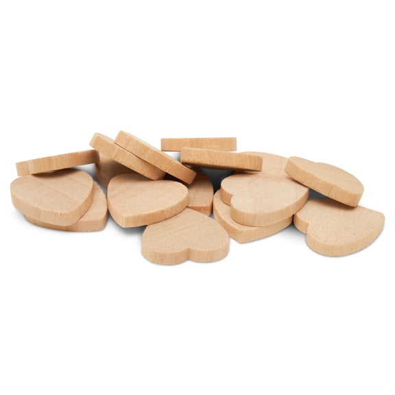 Small Wood Hearts for Crafts 3/4-inch, 1/8 inch Thick, Pack of 50 Wooden Wedding Hearts for Valentine's Day Table Decor, by Woodpeckers