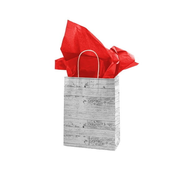 SSWBasics Small Wood Pattern Paper Shopping Bags - Case of 100