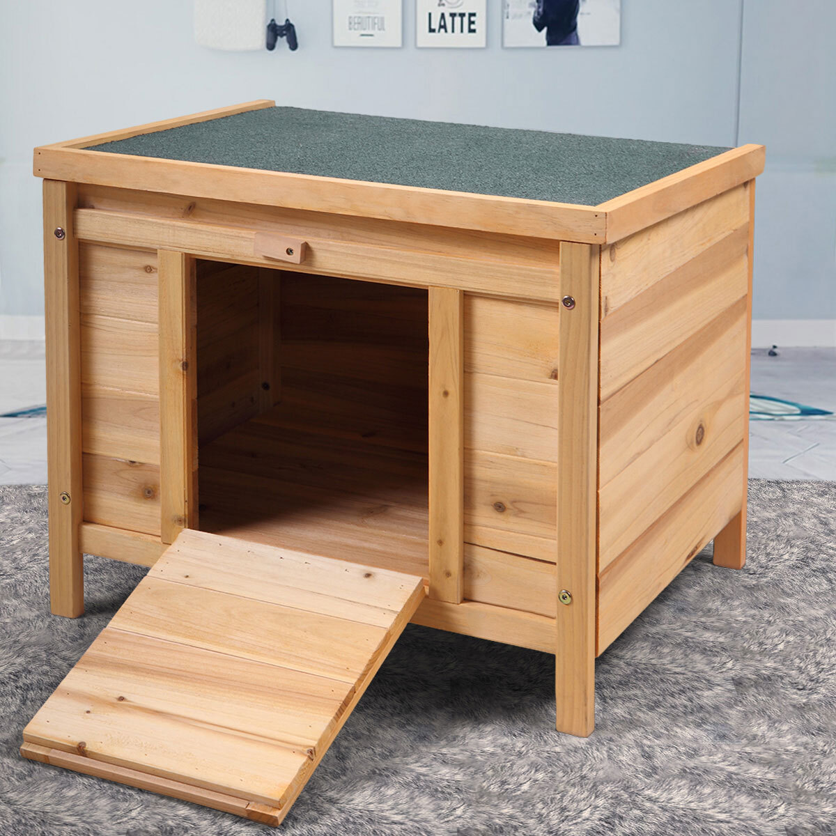 Small Wood Rabbit Hutch Bunny Cage for Hamsters, Rabbits, Guinea Pigs