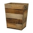thumbnail image 1 of Small Wood Trash Can, Farmhouse Rectangular Garbage Can Waste Basket, Rustic Distressed Reclaimed Wood Wastebasket, Vintage Wooden Trash Recycling Bin Storage Basket with Metal Handles (Natural) C104, 1 of 3