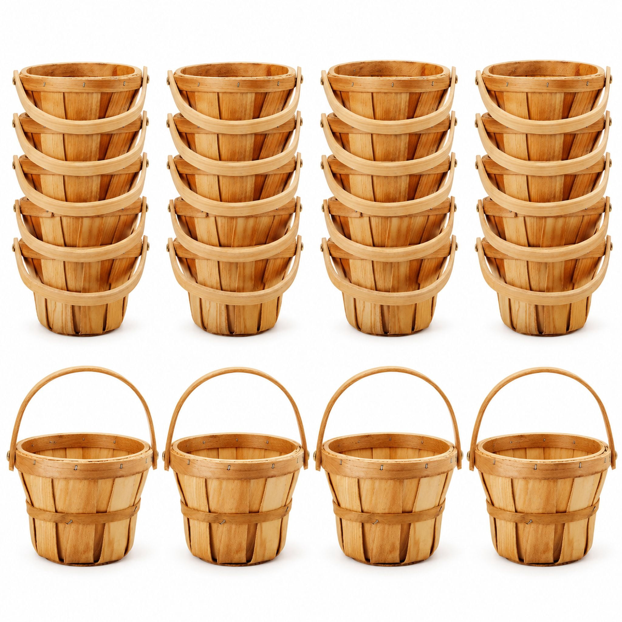 Small Wooden Baskets with Handles, 20 Pieces, 4 x 5.1 Inch, Brown ...