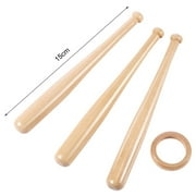 Small Wooden Bat with Wood Ring - Solid Round Mini Baseball Stick