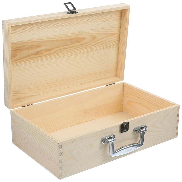 Unfinished wooden box with lock discount