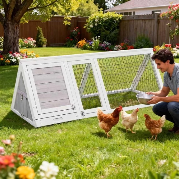Small Wooden Chicken Coop Quail Coop for 2-4 Chickens Outdoor | with  Asphalt Roof, Ramp, and Multiple Doors Openable Top Pull-Out Tray Suitable for Outdoor Backyard ()