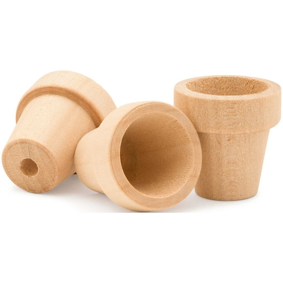 Small Wooden Flower Pot 1-1/6 x 1-inch, Pack of 12 1inch Mini Pots, 1 Flower Pots to Paint & Plant, by Woodpeckers