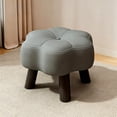 thumbnail image 1 of Small Wooden Footstool, Low Profile Stackable Stool with Foam Padded Seat, PU Water-Resistant Ottoman for Living Room Entryway Bedroom, 1 of 7