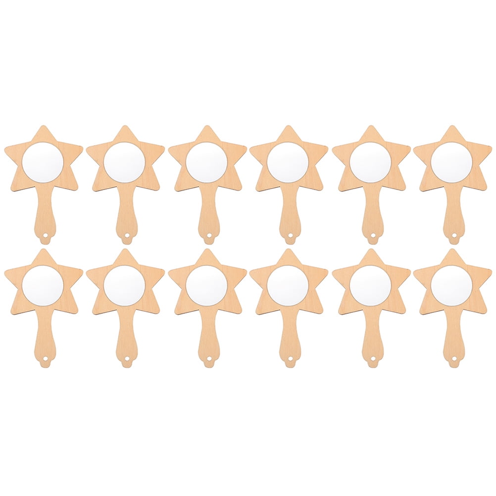 Small Wooden Mirror Educational Toys Mini Vanity Travel 12 Pcs Handheld