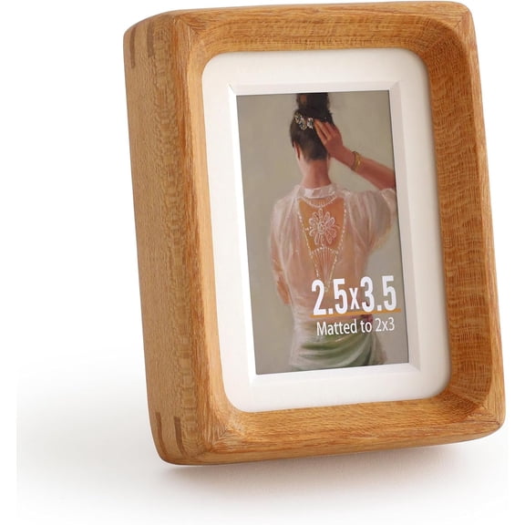 Small Wooden Picture Frame Real Teak Polaroid Frame with Plexiglass, Includes Mat for Tabletop or Wall Mounting, Perfect for Mini Photos and Gifts