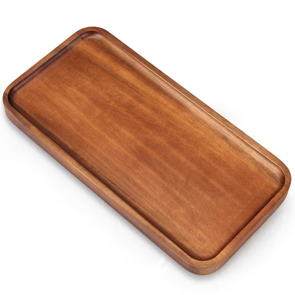 ERBAO Small Wooden Platter, 12" x 6" Acacia Wood Serving Tray, Mini Charcuterie Board for Cheese Appetizers, Rectangle Wood Tray for Kitchen Counter Home Decor