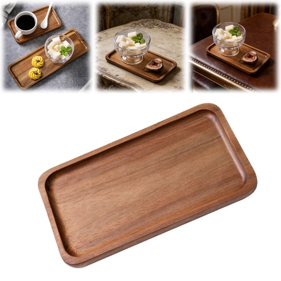 Small Wooden Platters,4.13x7.28", Rectangle Mini Charcuterie Boards Wood Serving Trays Home Decor Cheese Board Cake Appetizer Plates Kitchen Wooden Platter for Food Dish Dessert Snack Tray(Brown)