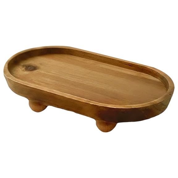 Small Wooden Riser Wooden Pedestal for Display Tray Display Riser for Entry Table Farmhouse Kitchen Tabletop Centerpieces , Oval Hearthweave