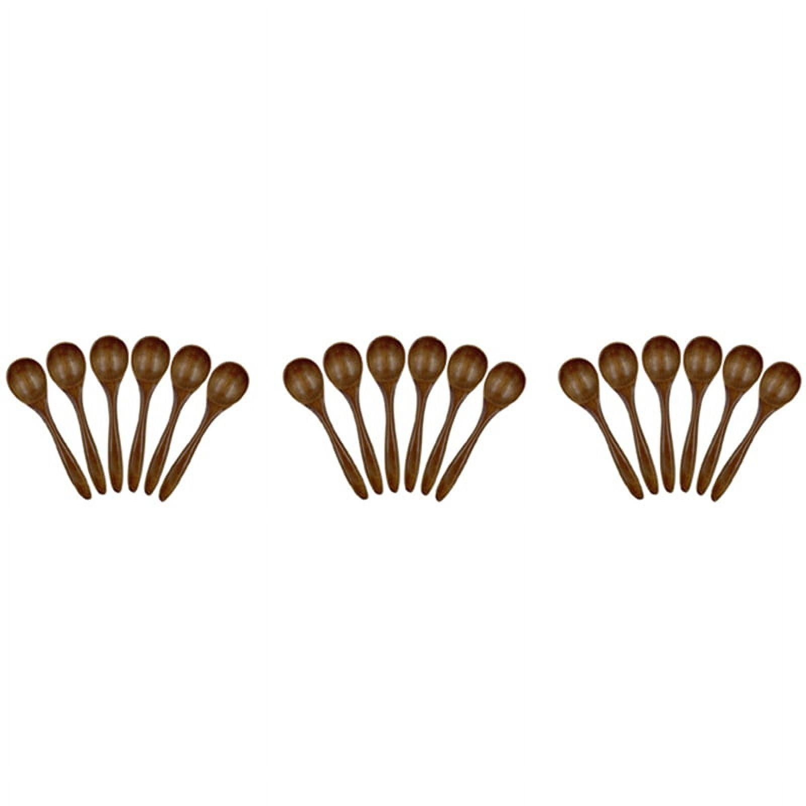 Small Wooden Spoons,18 PCS 5.3 Inch Natural Soup Spoons Bamboo Wood