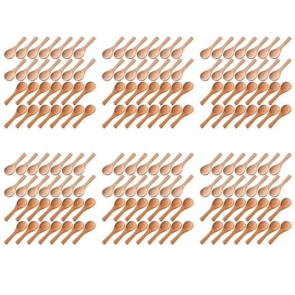 Small Wooden Spoons Mini Tasting Spoons Condiments Salt Spoons for Kitchen Cooking Seasoning Oil Coffee Tea Sugar 180Pcs,90 x light brown spoon 90 x wood color spoon,two colors