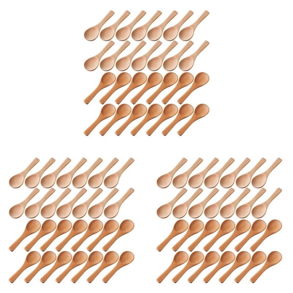 Small Wooden Spoons Mini Tasting Spoons Condiments Salt Spoons for Kitchen Cooking Seasoning Oil Coffee Tea Sugar 90Pcs