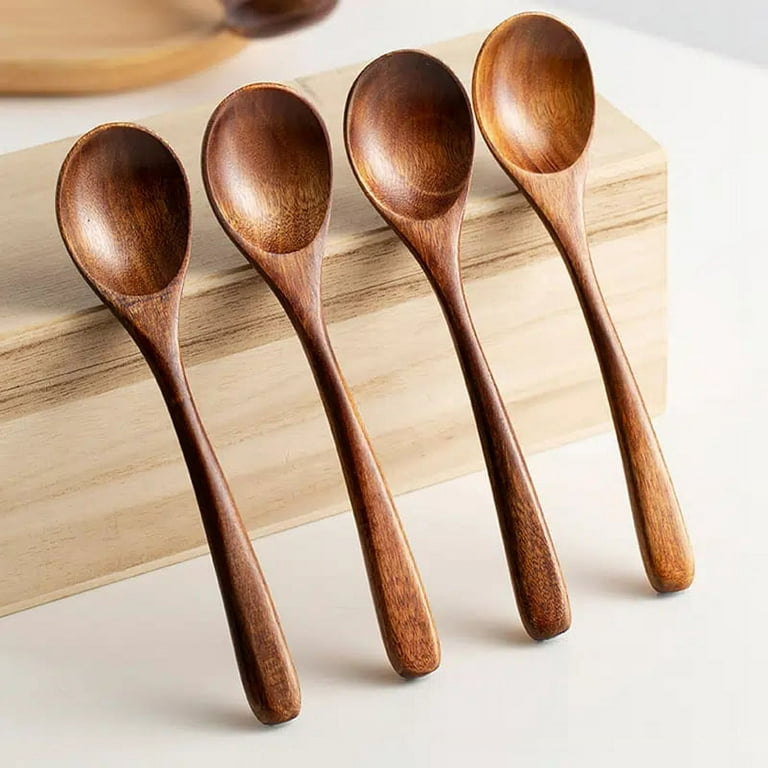 Gold White Wood Serving Utensils Kitchen Utensil Set Wooden Spoon