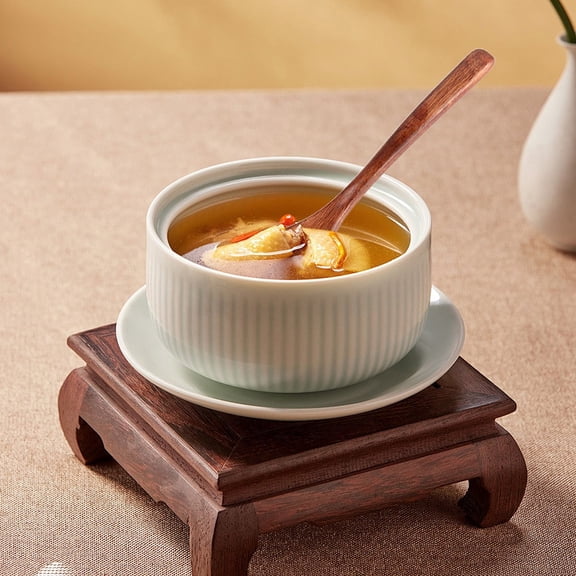 Small Wooden Spoons,Wooden Soup Spoon for Cooking,Non-Toxic Natural Wood Serving Spoon for Gravy Sauce Porridge,Long Handle Scooper Kitchen Utensil, No-Scratch Cookware Surface(Brown4)