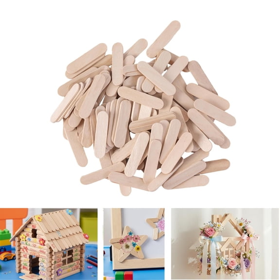 Small Wooden Sticks 200pack of Mini Ice Cream Treat Popsicle Stick 1.6x0.4x0.08In Wooden Blank Uncolored Craft Food Accessories