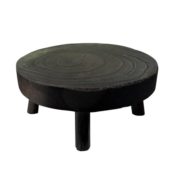 Small Wooden Stools for Plants, Wood Stool Plant Stand, Solid Wood Garden Plant Pot Riser, Mini Round Flower Display Stand Plant Holder Indoor for Home Bonsai Potted Decor (Brown) S