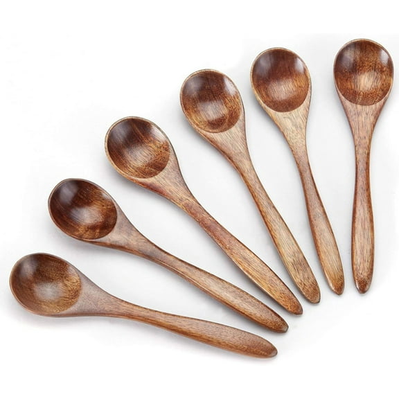 Small Wooden Teaspoon, 6pcs Serving Wooden Utensils For Cooking, Condiments, Honey, Spoons For Daily Use