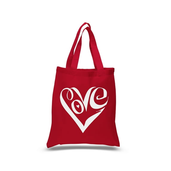 Small Word Art Tote Bag - Script Love Heart