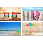 Small World Greetings Beach Note Cards 12 Count - Blank Inside with Envelopes - A2 Size 5.5" x 4.25" - Perfect All Occasion Beach Stationery for Thank You, Birthday, and More