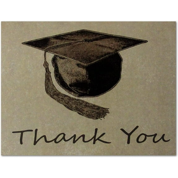 Small World Greetings Brown Graduation Thank You Cards 12 Count - Blank Inside with Envelopes - A2 Size (5.5”x4.25”)