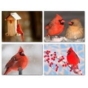 Small World Greetings Cardinal Note Cards 12 Count - Blank Inside with White Envelopes - A2 Size 5.5" x 4.25" - All Occasion Greeting Cards - Bird Stationary - Birthday, Thank You, and More