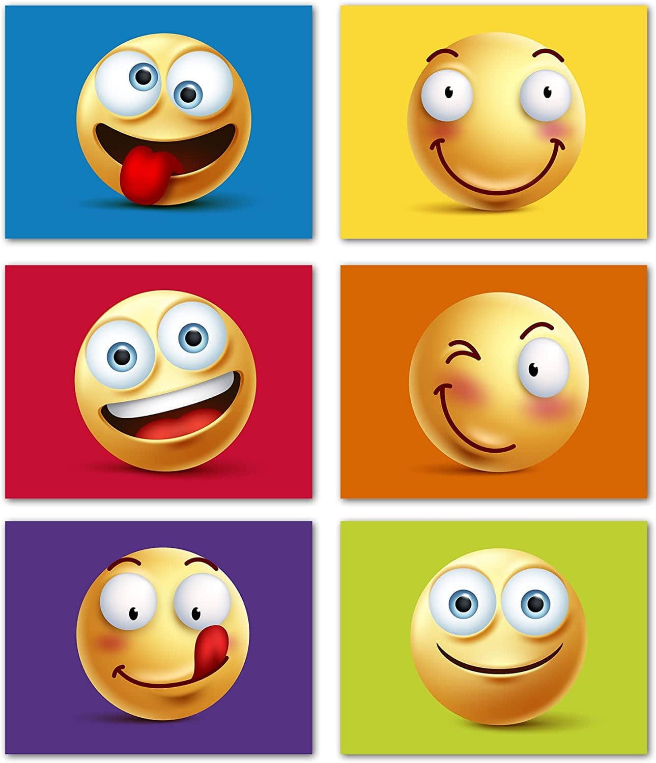 Small World Greetings Emoji Faces Cards 12 Count- Blank Inside - 5.5" x ...