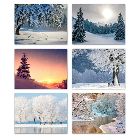Small World Greetings Enchanted Winter Wonderland Cards 12 Count - Blank Inside with Envelopes - A2 Size (5.5”x4.25”) - Happy Holidays, Christmas, Winter Events, and More