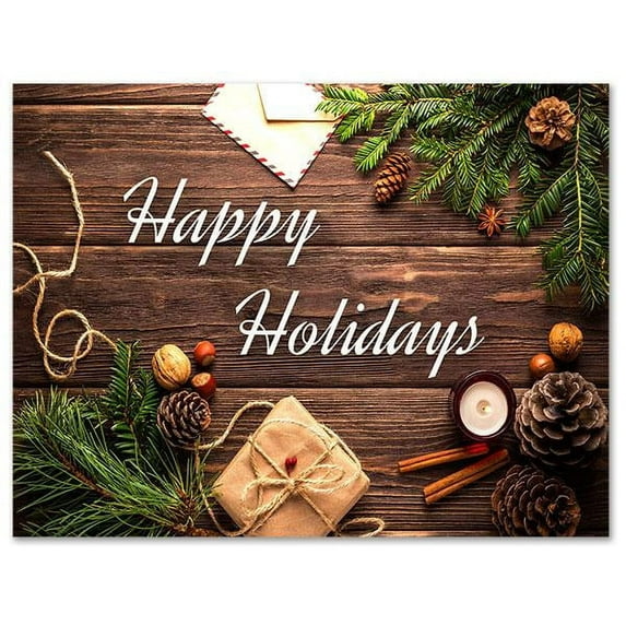Small World Greetings Happy Holidays Cards 12 Count - Blank Inside with Envelopes - A2 Size (5.5”x4.25”) - Christmas, Winter Events, and More