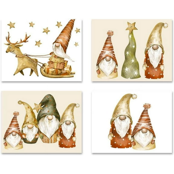 Small World Greetings Holiday Gnomes Cards 24 Count - Blank Inside with Envelopes - A2 Size (5.5”x4.25”) - Happy Holidays, Winter Events, and More