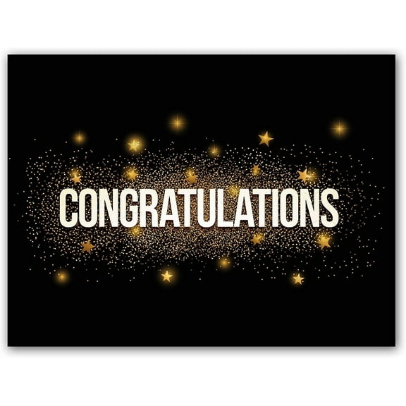 Small World Greetings Large Black and Gold Congratulations Card from Group - Blank Inside With Envelope - 11.75" x 9" - Farewell, Graduation, Anniversary, and More