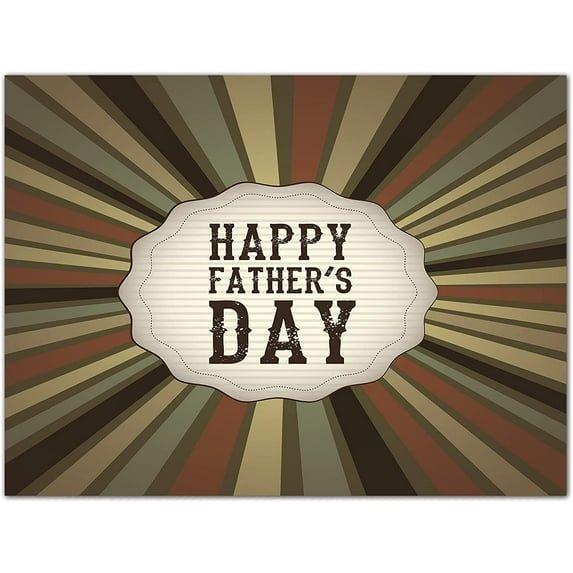 Small World Greetings Large Vintage Burst Happy Father’s Day Card - Blank Inside with Envelope - 11.75”x9” - Dads, Grandfathers, Stepfathers, Father-In-Laws, and more