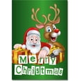 thumbnail image 1 of Small World Greetings Merry Christmas Santa and Reindeer Cards 12 Count - Blank Inside with Red Envelopes - Each card measures 7”x5”, 1 of 2