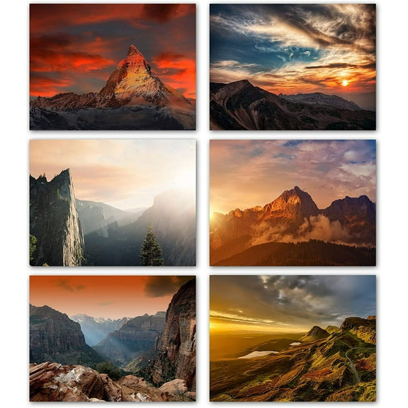Small World Greetings Mountain Sunsets Note Cards 24 Count-Blank Inside-5.5"x4.25" (A2 Size)-Nature Stationery-Perfect for All Occasions-Thank You, Birthday, Thinking Of You, and More