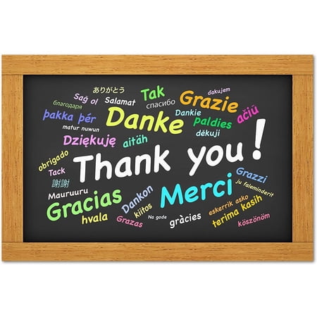 Multilingual Thank You Cards 24 Pack - Thank You in 30+ Languages, Chalkboard Design, Blank Inside with Envelopes, A2 5.5x4.25 - Teachers, ESL, Diversity
