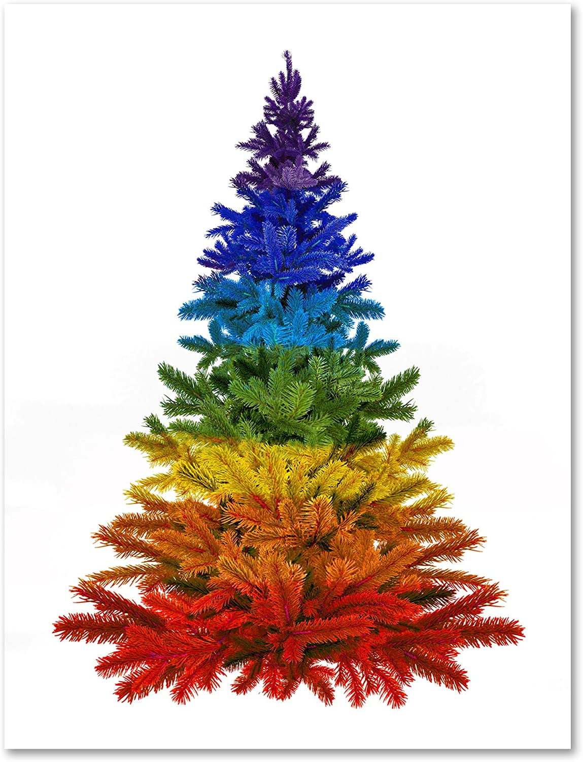 Small World Greetings Rainbow Christmas Tree Cards 12 Count - Blank Inside with Envelopes - A2 Size (5.5x4.25) - Happy Holidays, Winter Events, and More