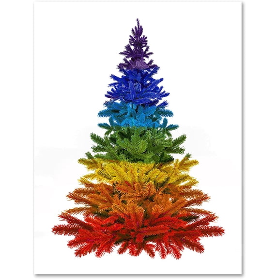 Small World Greetings Rainbow Christmas Tree Cards 24 Count - Blank Inside with Envelopes - A2 Size (5.5x4.25) - Happy Holidays, Winter Events, and More