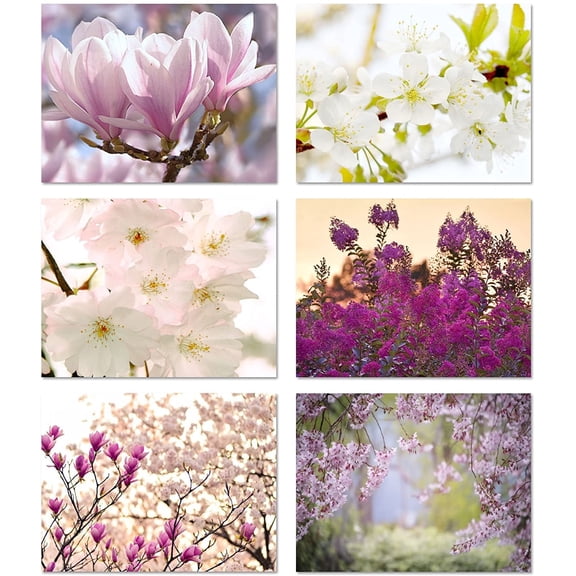 Small World Greetings Spring Blossoms Flower Note Cards 12 Count - Blank Inside with White Envelopes - A2 Size 5.5" x 4.25" - Floral Stationery - Birthday, Thank You, and More