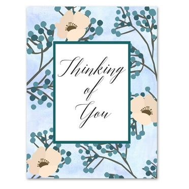 Small World Greetings Thinking Of You Cards 12 Count - Blank Inside with White Envelopes - A2 Size 5.5" x 4.25" - Sympathy, Encouragement, Get Well, Miss You - Family, Friends, and More