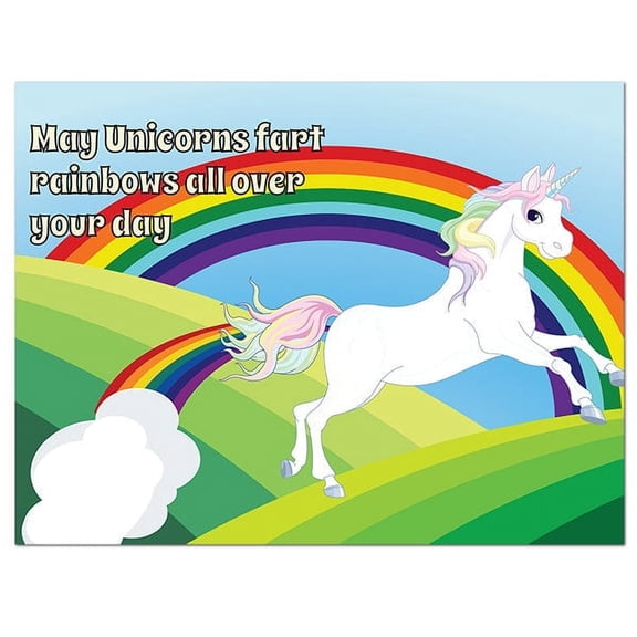 Small World Greetings Unicorn Rainbow Cards 24 Count - Blank Inside with Envelopes - Humorous - Thank You, Birthday, Thinking Of You, and More - A2 Size (5.5”x4.25”)