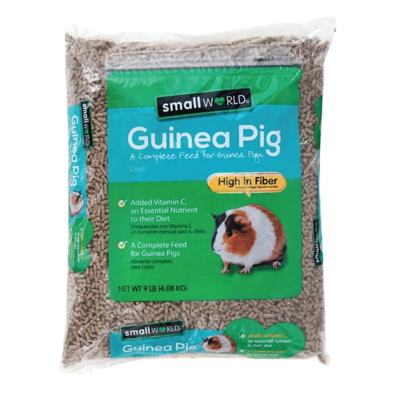 Small World Guinea Pig DPF11Feed, High Fiber Food for Guinea Pigs, Complete Nutrition, Vitamin C for Essential Nutrition, 9 lbs
