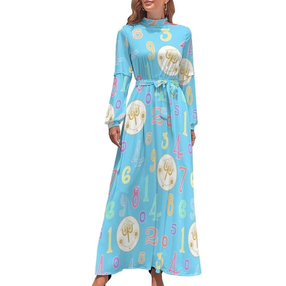 Small World Numbers Blue Long Dress Dress for girls purple dress birthday dresses for women sexy for women